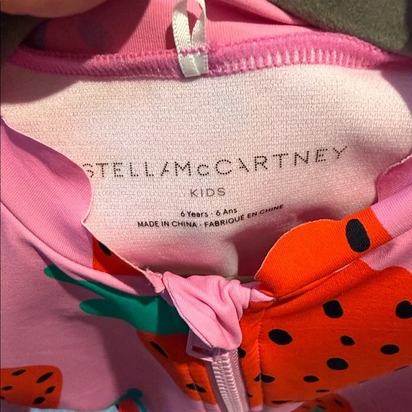 Stella McCartney Kids - Pink Strawberry Print Long Sleeve Swimsuit - Size: 6Y - Picture 5 of 10